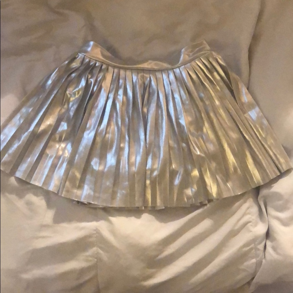 Cute Girls Metallic Silver Skirt